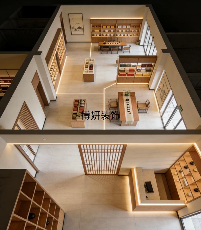 合肥茶叶店装修升级 | 原木与光影织就的东方茶空间